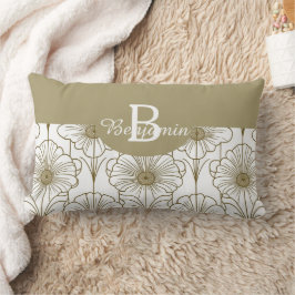 Guld Line Blommönster Dekorativ kudde