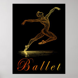 Guld Linje Konst Balett Manlig Dansare Illustratio Poster