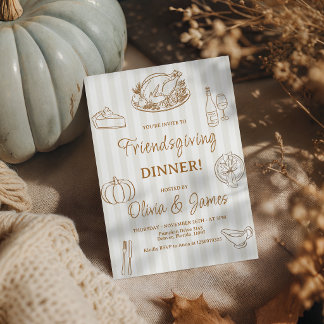 Guld Linje Konst Randiga Vännernas Thanksgiving In Inbjudningar