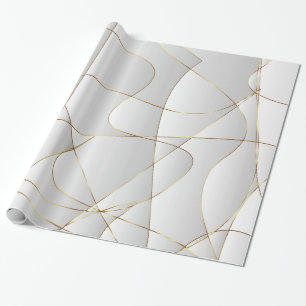 Guld Linjer på vitt Presentpapper