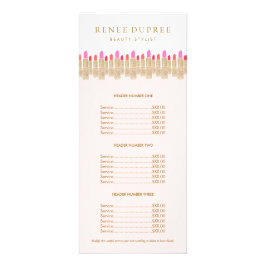 Guld Lipstick Rosa Makeup Artist Service Menu Reklamkort