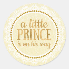 Guld Little Prince Baby Shower Sticker Runt Klistermärke