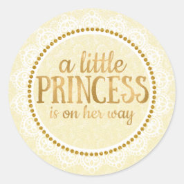 Guld Little Princess Baby Shower Sticker Runt Klistermärke