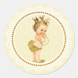 Guld Little Princess Baby Shower Sticker Runt Klistermärke