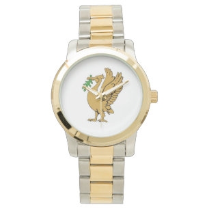Guld Liverbird vaknar. Armbandsur