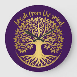 Guld Livets träd BFTG Clock Stor Klocka