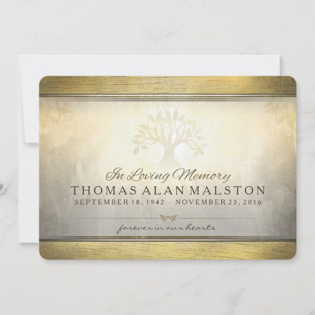 Guld- livets trädminnesgudstjänstinbjudan inbjudningar (Framsida)