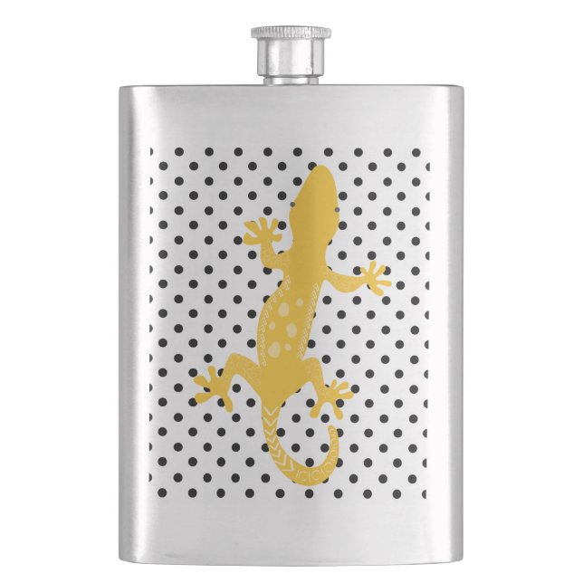 Guld Lizard Black White Polka Dockkolv Fickplunta (Framsidan)