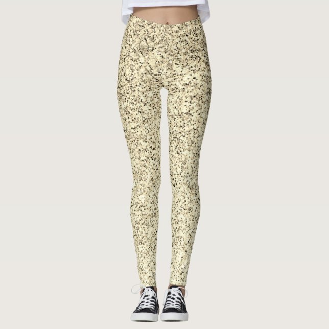 Guld ljus mjuk glitter gnistrar leggings (Framsida)