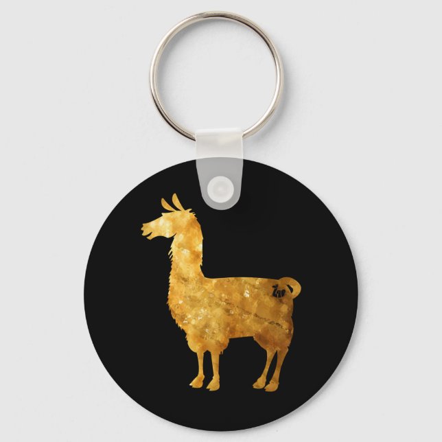 Guld Llama Keychain Nyckelring (Framsida)