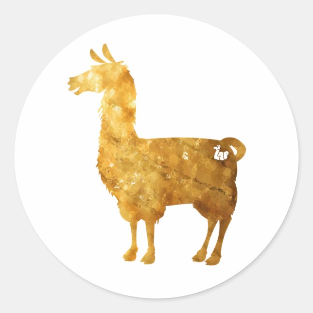 Guld Llama Stickers Runt Klistermärke (Framsida)