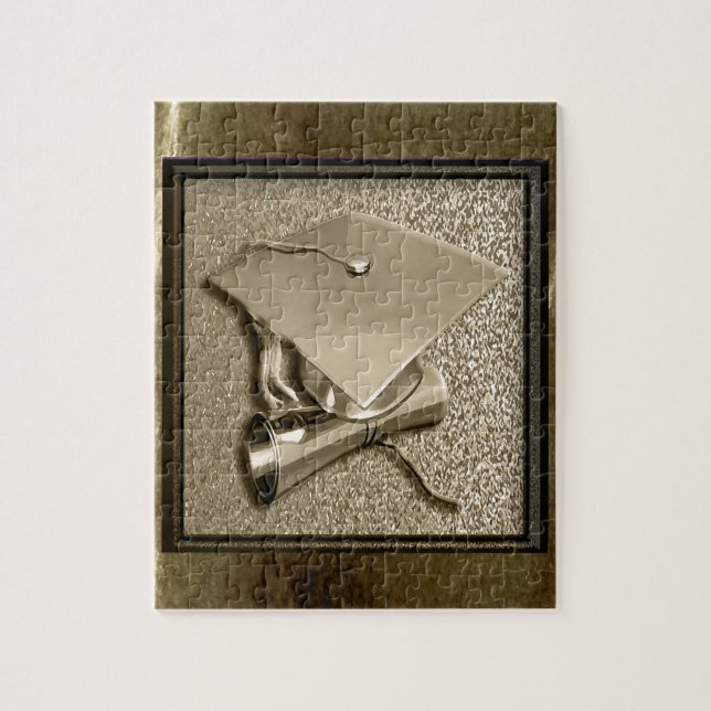 Guld- lock och diplom på guld pussel (Vertikal)