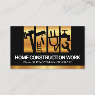 Guld Lodrät Construction Handyman Verktyg Rand Visitkort