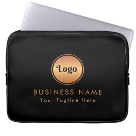 Guld Logotyp & Anpassningsbar Text Business Compan Laptop Fodral