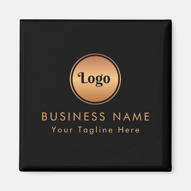 Guld Logotyp & Anpassningsbar Text Business Compan Magnet (Framsidan)