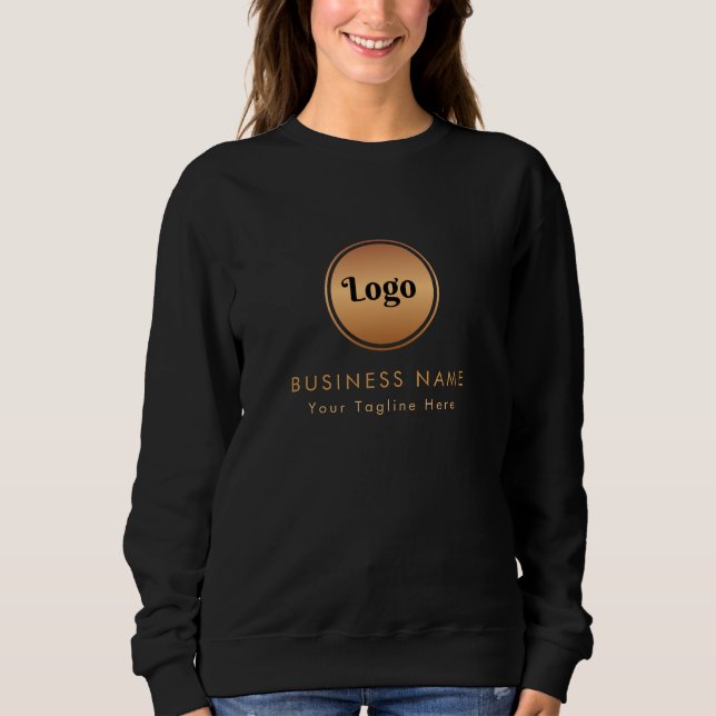 Guld Logotyp & Anpassningsbar Text Business Compan T Shirt (Framsida)