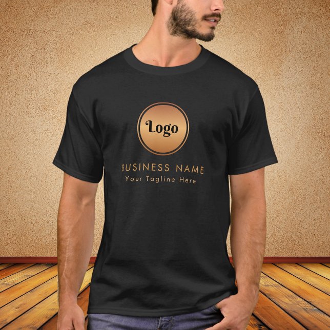 Guld Logotyp & Anpassningsbar Text Business Compan T Shirt (Skapare uppladdad)