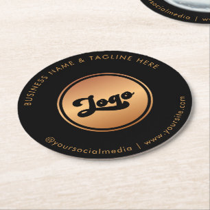 Guld Logotyp & Anpassningsbar Text Business Compan Underlägg Papper Rund