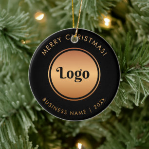 Guld Logotyp & Anpassningsbar Text jul - nyår Julgransprydnad Keramik