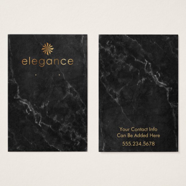 Guld Logotyp Black Marble Earring Holder Visning C Visitkort (Framsida & baksida)