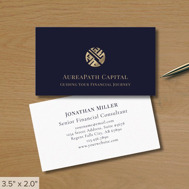 Guld Logotyp Finansiella Affärskort Visitkort (Skapare uppladdad)