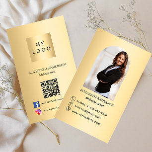 Guld logotyp fotobåge Qr-kod social media Visitkort