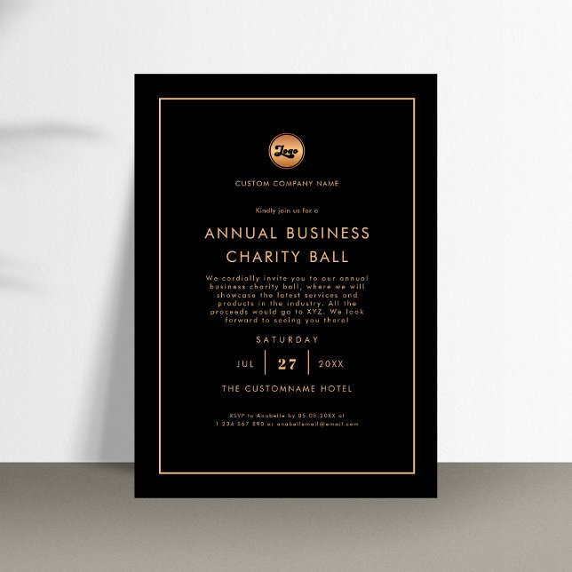 Guld Logotyp Minimalist Business Event Party Inbjudningar (Skapare uppladdad)