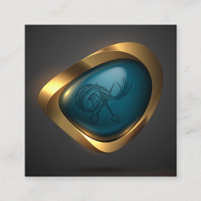 Guld Logotyp Modern Hairdresser Professionell Fyrkantigt Visitkort (Framsida)