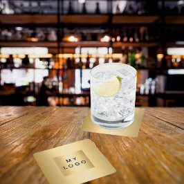 Guld logotyp underlägg papper kvadrat