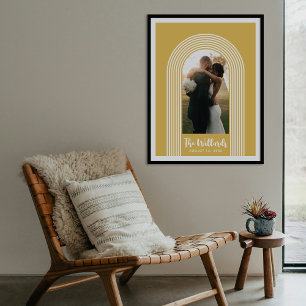 Guld Lombard Linjer Båge Anpassad Foto Konsttryck Poster