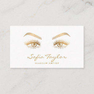 Guld Long Lash Extension Makeup Artist Card Visitkort