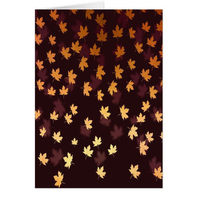 Guld lönnlöv på mörkröd hälsningskort (Framsidan)