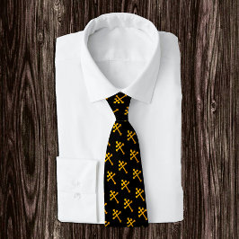 Guld Lorraine Kor på Black/begravning Neck Tie Slips