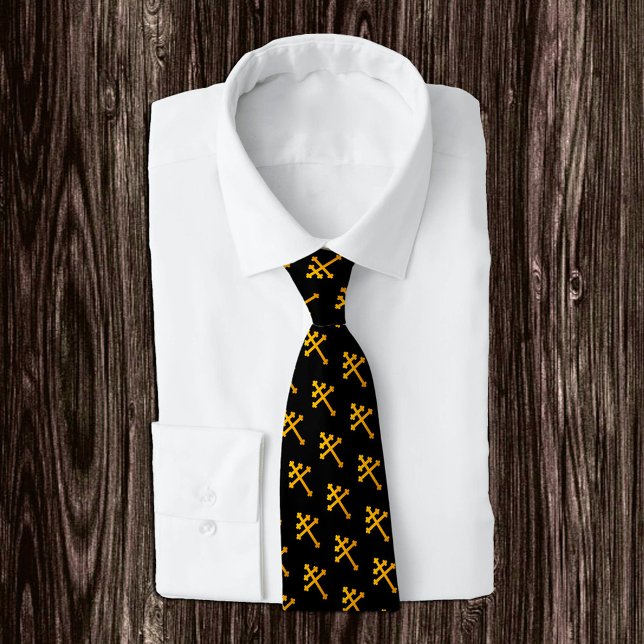 Guld Lorraine Kor på Black/begravning Neck Tie Slips (Skapare uppladdad)