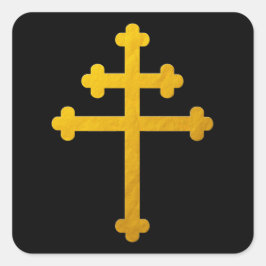 Guld Lorraine Kor på Black/Christian Stickers Fyrkantigt Klistermärke