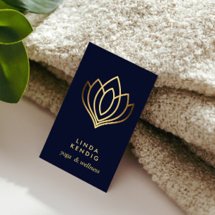 Guld Lotus blomma Blå hälsa massage yoga Visitkort