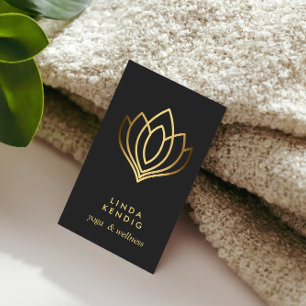 Guld Lotus blomma   GRÅTT   hälsa massage yoga Visitkort