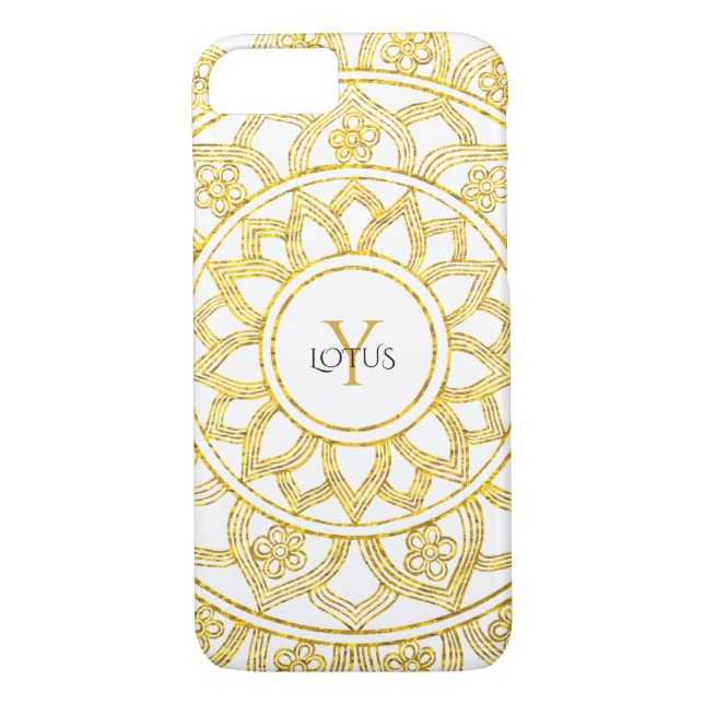 Guld Lotus Blommigt Mandala Monogram Case-Mate iPhone Skal (Baksida)