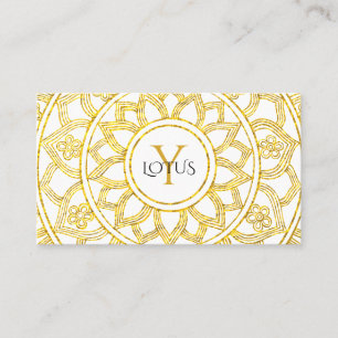 Guld Lotus Blommigt Mandala Yoga Centre Visitkort