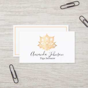 Guld Lotus Flower Boho Yoga Lärare Holistic Visitkort