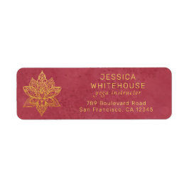 Guld Lotus Flower Burgundy Returadress Returadress Etikett