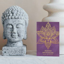 Guld Lotus Flower Elegant Lila Affärskort Visitkort