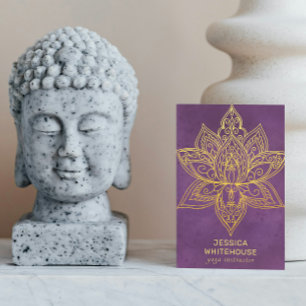Guld Lotus Flower Elegant Lila Affärskort Visitkort