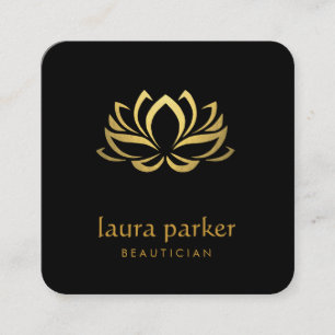Guld Lotus Flower Logotyp Healing Yoga Holistic Fyrkantigt Visitkort
