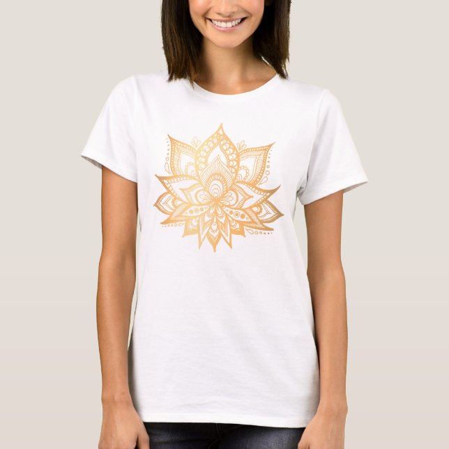 Guld Lotus Flower T Shirt (Framsida)