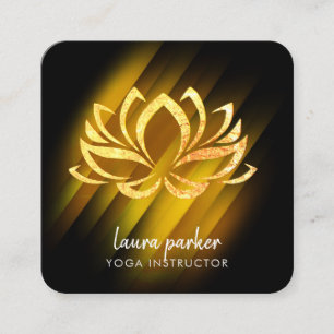 Guld Lotus Flower Yoga Instructions Zen Art Fire Fyrkantigt Visitkort