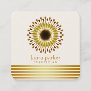 Guld Lotus Flower Yoga Meditation Health Spa Fyrkantigt Visitkort