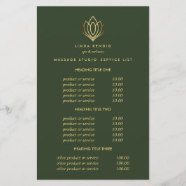 Guld Lotus Grönt Spa & Massage Pricing & Services Flygblad