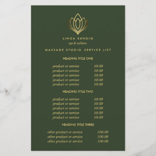 Guld Lotus Grönt Spa & Massage Pricing & Services Flygblad