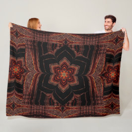 Guld Lotus in Black Fleece Blanket